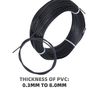 Black PVC coated stainless steel wire rope