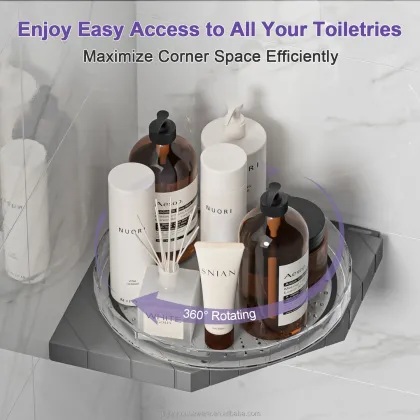 Lazy Susan Turntable Bathroom Corner Shelf and Shower Organizer