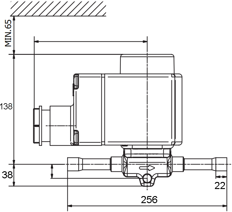 Main dimension of EVR25 Refrigeration Solenoid Valve: