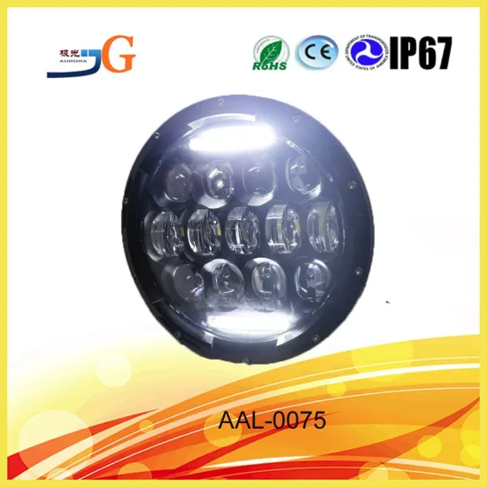 12V/24V Wrangler Replacement Headlight, 7 Inch 75W Led Headlight High/Low Beam With Drl