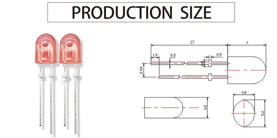 546FRD62D2L10K Oval LED 5mm oval shaped LED Size