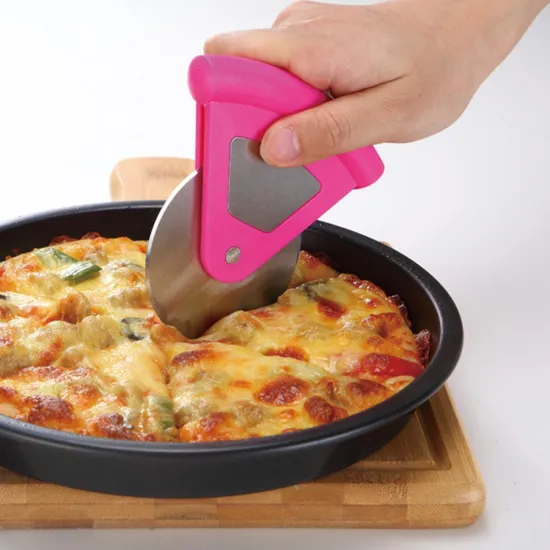 good grips plastic handle rolling wheel mini pizza cutter with stainless steel blade for home