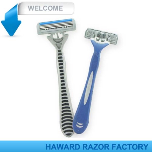 D318L blue handle triple blades shaving razor