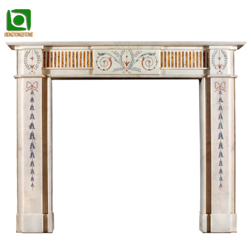 Western Style Mixed Color Natural Marble Fireplace Surround for Factory Home Decoration