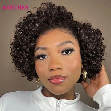 Short Jerry Curly Human Hair Wig 7inch