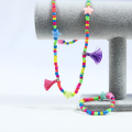 Rainbow Glass Beads Rumbai Kalung Set Kids Lovly