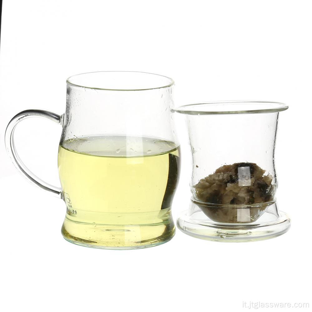 Infusore per tazza da tè in vetro con manico