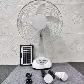 Ready to Ship: Affordable 14 Inch Solar-Powered Rechargeable Cooling Fan with Light Panel