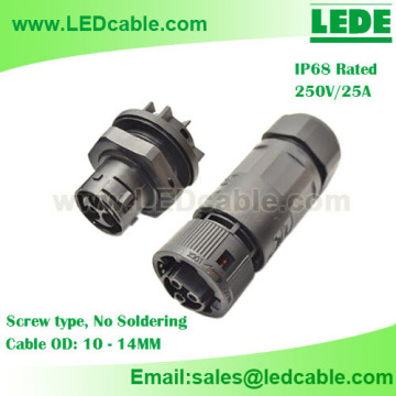 25A IP68 Waterproof Panel Mount Socket Connector