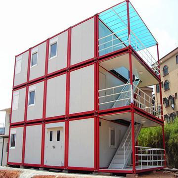combined container house with light steel frame and sandwich panels