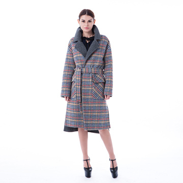 Vogue coloured checked cashmere overcoat