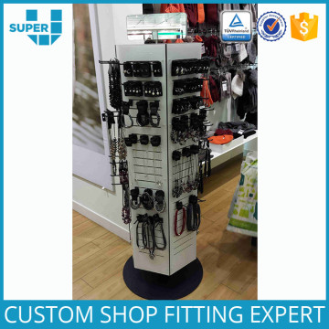 Custom Floor Rotating Metal Wire Hanging Ring Wooden Earring Display Stand