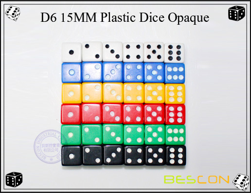 D6 15MM Plastic Dice Opaque