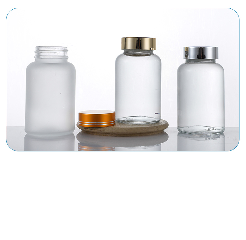 120ml transparent glass capsule bottle showing front view with clear finish