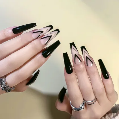 24pcs Coffin Artificial Fingernails - Press on Nails for Women