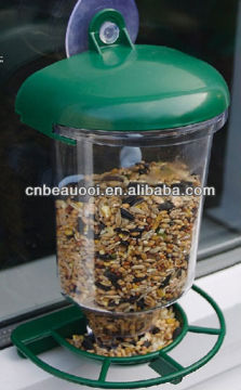 Plastic window bird feeder with transprent body