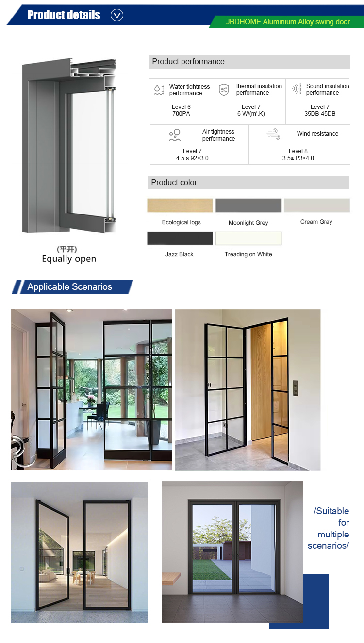 Swing door product details, windproof and waterproof