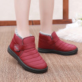 Winter plush flat bottomed buttoned snow boots