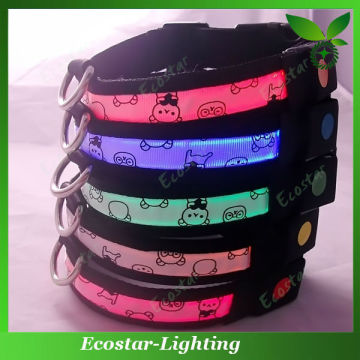Factory Price LED USB Rechargeable Embroidered Dog Collars