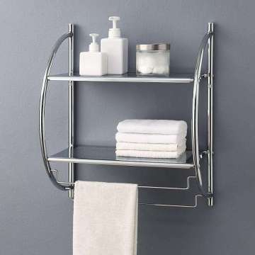 Dual-Tier Chrome Metal Wall Mount Storage Organizer