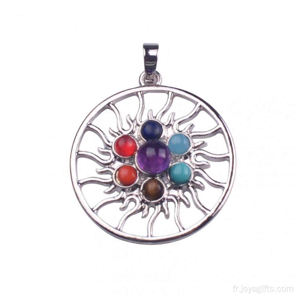 Whoelsale ronde Chakra Reiki cristal Yoga équilibre entre charme Bijoux Pendentif