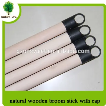 Natural wooden broom handle mop stick with cap