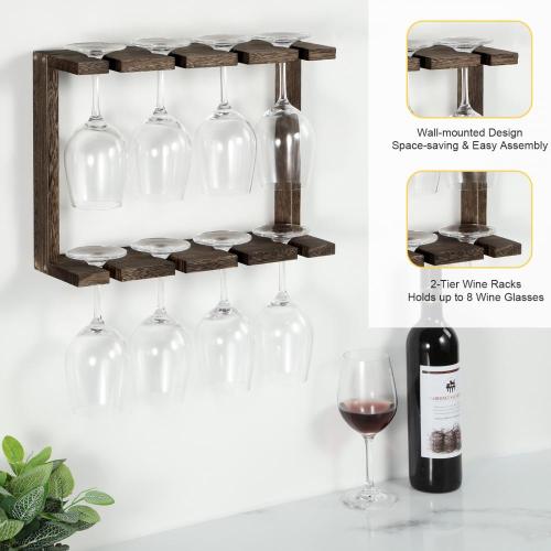 Rack de vidro de vinho montado na parede para casa