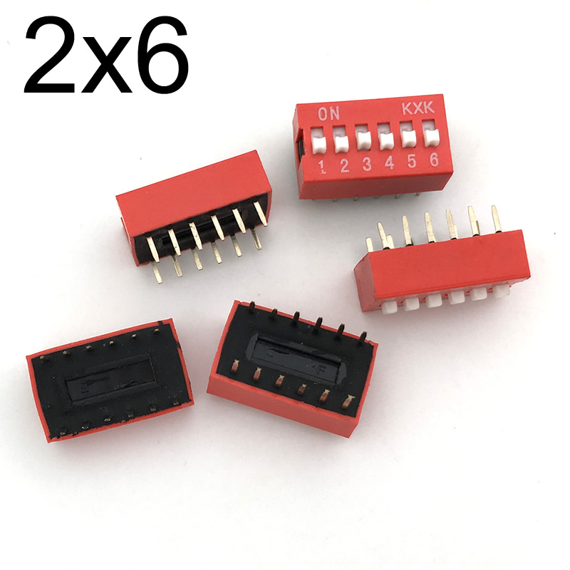 10pcs H026 DIP Slide Switch electric button toggle switches Type Red 2.54 mm Pitch 2 Row 2p 3p 4p 5p 6p 8p 10p power button