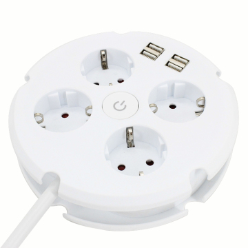 Universal Travel Power Strip: 4 USB Charger with Extension Socket and Cables