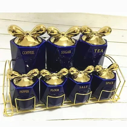 Ceramic Sealed Jar Storage Set with Iron Frame Packaging