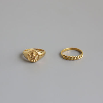 Stret di anello e catena di collegamenti di Angel Angel: un regalo perfetto per i propri cari in acciaio inossidabile con placcatura in oro 18K