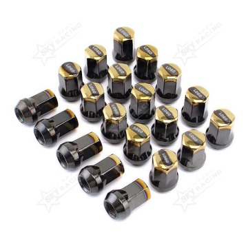 Wheel Lock Lug Nut M12 x 1.5/1.25 32MM Burnt Blue Gold Black