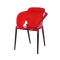 Cadeira de plástico moderna de design francês com base de madeira