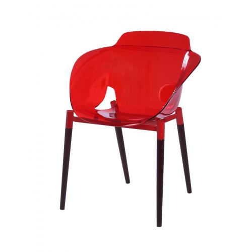 French design modern plastic chair with wood base