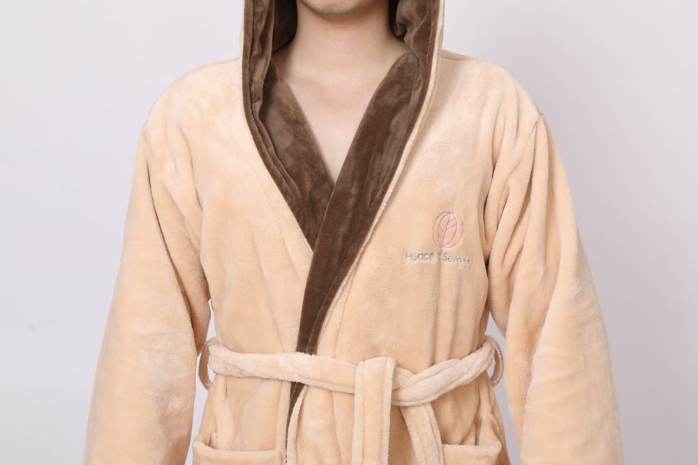 Thick Warm Fleece Luxury Hooded Hotel Bathrobe