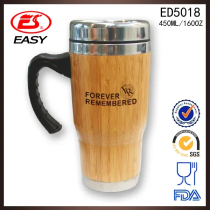 Hot Selling Bamboo Vacuum Insulated Stainless Steel Thermos Cup With engraved logo