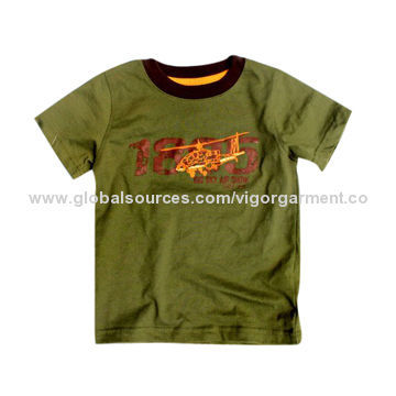 Boys' Round-neck T-shirt, Made of 100% Cotton, Customized Colors and Logos Welcomed