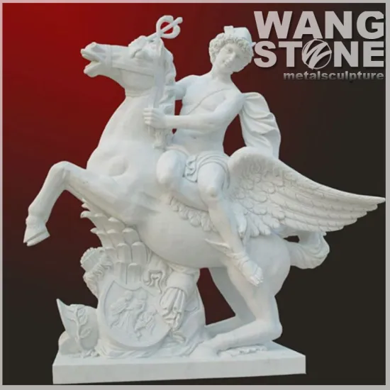 Large Flying Stone Man and Horse Garden Statues