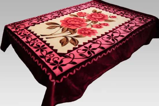 Hot Selling Flower Pattern Raschel/Mink Blanket