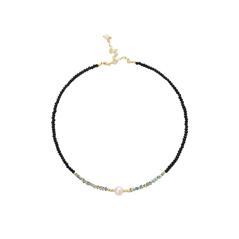Wholesale Fashion Statement Jewelry Black Crystal Necklace