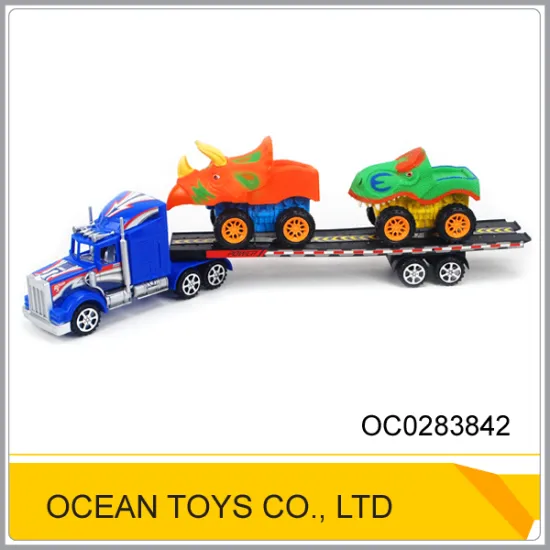 Kids playing car plastic friction power container truck toy with 4 cars OC0283842