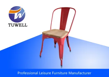 Colorful Marais Metal Tolix Chairs With Wooden Seat Stackable For Office / Living Room