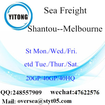 Frete marítimo do porto de Shantou que envia a Melbourne
