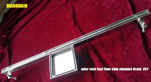 Odor seal vertical slim linear drain for washroom