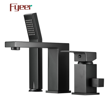 Fyeer Matt Black Batub Roucet con doccia a mano 3pcs set