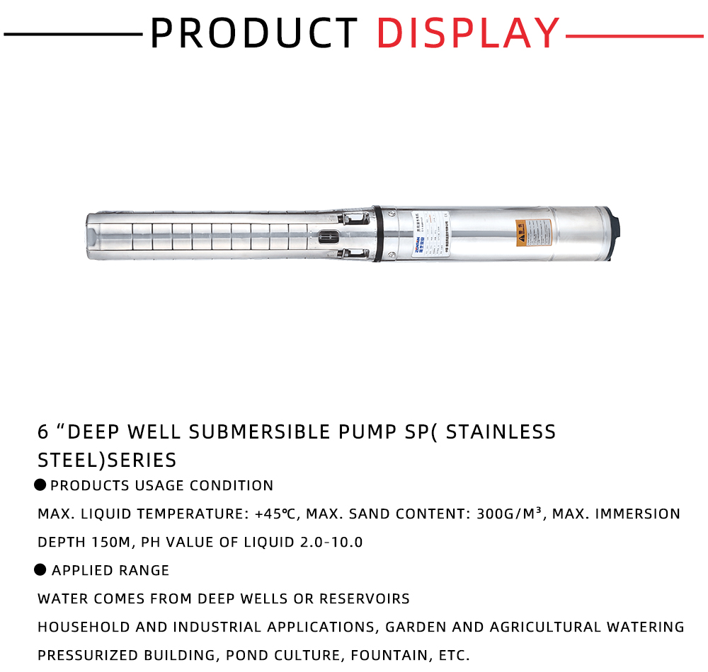 6“Deep Well Submersible Pump SP( Stainless Steel)series X