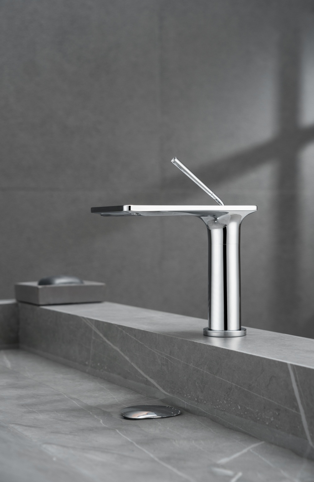 single handle waterfall bathroom sink faucet