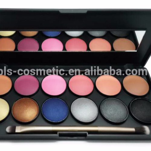 Sombra cintilante de 12 cores e paleta de blush com pincel