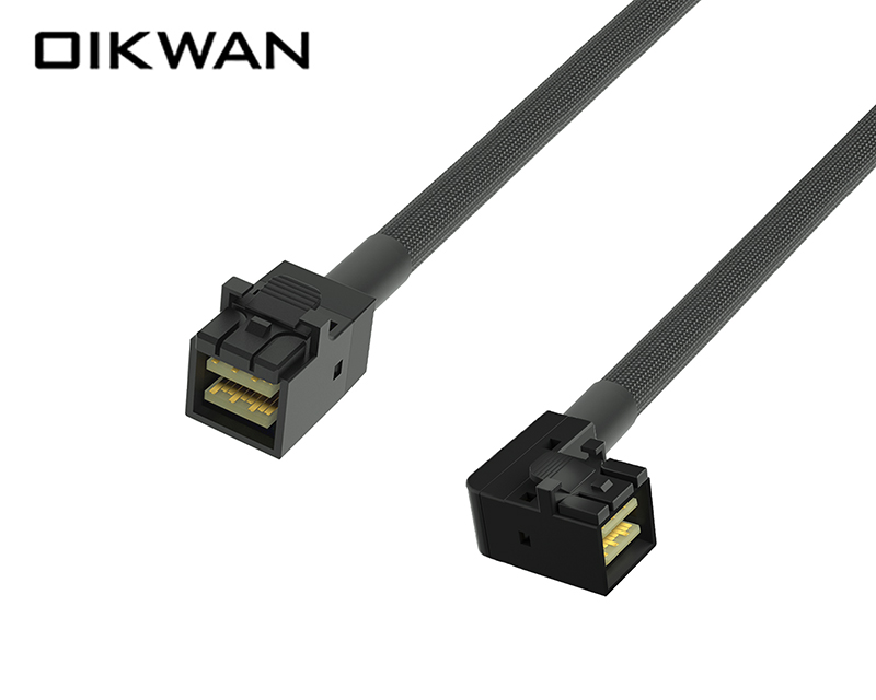 Minisas HD SFF-8643 a SFF-8643 Cable de curvatura derecha