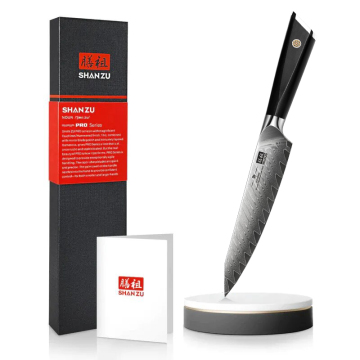 Professional SHAN ZU GYO Series Japanese Steel Kitchen Petty Knife with 6 Inch Damascus Blade and G10 Handle